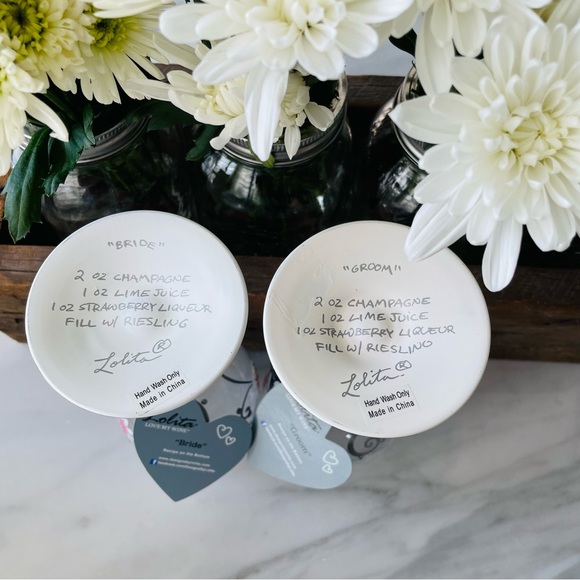 Lolita•NIB•Bride and Groom Wine Glass Set•Toasting Set•Hand Painted~Artisan Made - Picture 13 of 16